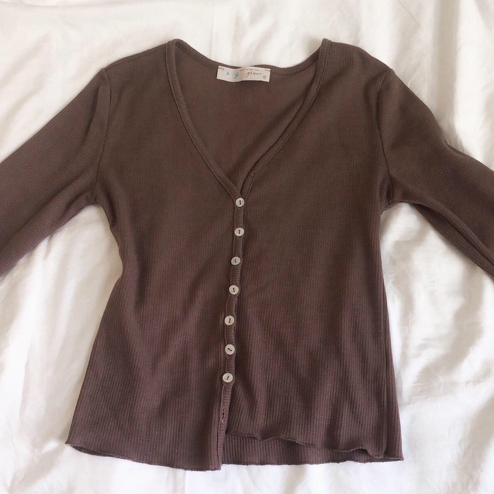 Brown button up long sleeve